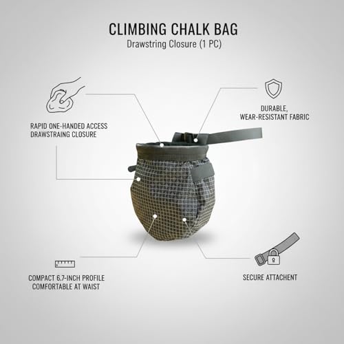 Climbing Chalk Bag with Drawstring Closure - Lightweight Waist Pouch for Rock Climbing, Bouldering & Gym Training (1 Pack) - color: Black
