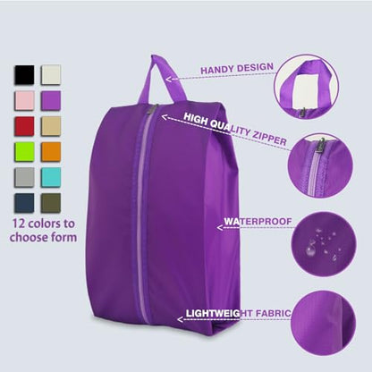 6pcs Portable Shoe Organizer, Travel Pouches with Zipper, Golf Shoe Bags, Clothes Bags, Soccer Cleats Bag Shoe Pouch for Gym, Waterproof, Odor-Resistant (Purple) | Golf Shoe Bags, Clothes Bags, Soccer Cleats Bag Shoe Pouch for Gym, Waterproof, Odor-Resist
