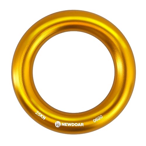 NewDoar Rappel Ring 25kN Gold Large O-Ring Rope Connector for Rock Climbing Arborist Rescue Hammock and Slackline - color: Gold Large 2pcs