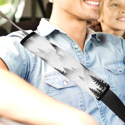 Breathable Car Seat Belt Pad for Girls And Boys, Stroller Pushchair High Chair, 2PCS Grey Rustic Woodland Pine Tree Jungle Smoky Mountain Retro Natural Shoulder Harness Cover Easy Install (No Tool) - color: Pattern 368