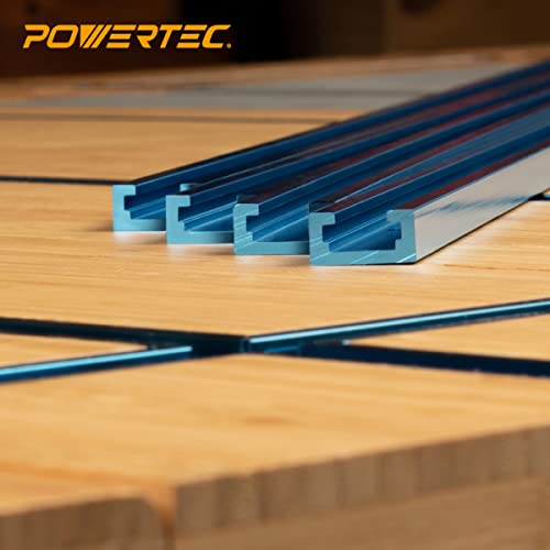 POWERTEC 71371V 24 Inch Double-Cut Profile Universal T-Track with Predrilled Mounting Holes, 4 PK, T Track for Woodworking Jigs and Fixtures, Drill Press Table, Router Table, Workbench - size: 24" T track, 4PK