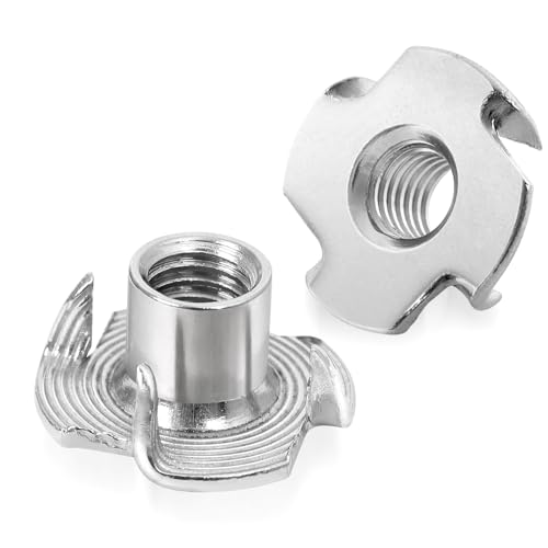 1/4"-20 Stainless Steel T-Nuts Durable Anti-Corrosion Threaded Inserts Tee Nut Four Prongs Nut for Wood and Furniture, 50 PCS - color: 304 Stainless Steel, size: 1/4"-20 x 3/8"
