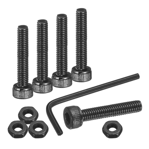 uxcell 30Pcs Hex Socket Head Cap Screws Bolts with Nuts, M3x16mm 304 Stainless Steel Socket Drive Machine Screws Bolts with Hex Wrench, Full Threaded, Black - size: M3x16mm