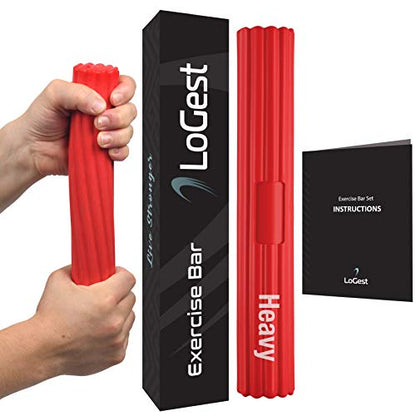 Logest Twist Hand Exerciser Bars for Physical Therapy - Relieves Tendonitis Pain & Improve Grip Strength - Tennis Elbow, Golfer's Elbow, Tendonitis, Wrist, Forearms Pain Relief Hand Therapy Bar - color: 1 Piece Set - Red - Heavy