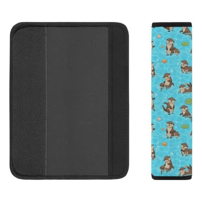 2 Pack Universal Soft and Comfortable Car Seat Straps Shoulder Pads for Kids, All Vehicles, Cute Otter Family in Water Light Blue Neck Strap Covers, Neck and Shoulder Support - color: Pattern 887