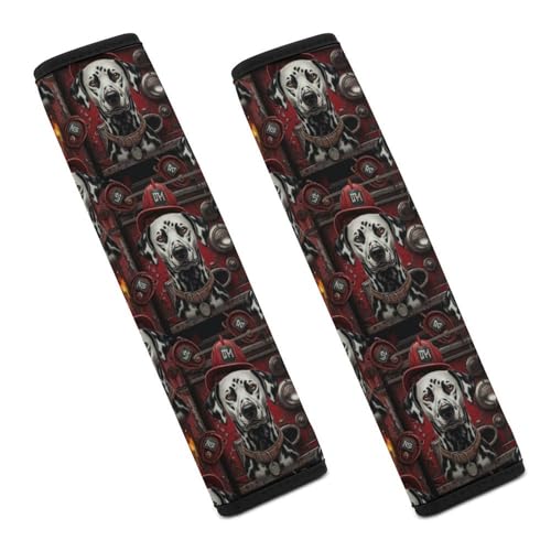 2 Piece Breathable Seat Belt Shoulder Pad for Elderly Support, All Vehicles, Firefighter Dalmatian Dog Shoulder Protector, Neck and Shoulder Support - color: Pattern 708
