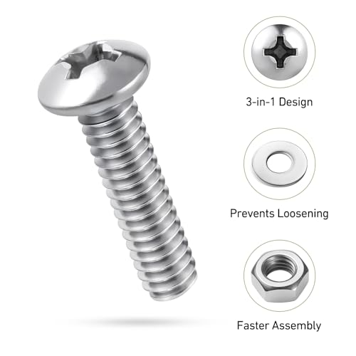 #8-32 x 1-5/8" Pan Head Machine Screws Nut Bolt Washer Assortment Kit,(60 Sets) 304 Stainless Steel 18-8 Phillips Drive Full Thread Assorted - size: #8-32 x 1-5/8"