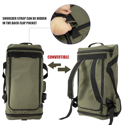 65L Large Duffle Bag | Gym Bag, Weekend Bag, Travel Backpack, Carry On, Sports Duffel，duffle baCKpack - color: ArmyGreen, size: 65L
