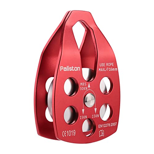 30kN Climbing Pulley with Ball Bearing for Rock Climbing Arborist - color: Red