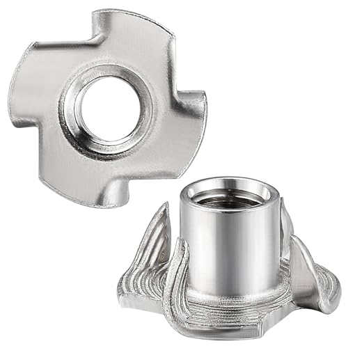 Wensilon 100pcs M5x8 T-nut 304 Stainless Steel Four-jaw - for Home, Hotel Outdoor Threaded Insertion - color: 304 Stainless Steel, size: M5