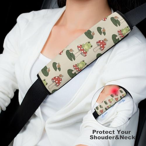 2 Pack Cute Frogs Mushroom Seat Belt Shoulder Pad Breathable Shoulder Harness Cover for Child, All Vehicles, Neck and Shoulder Support - color: Pattern 824