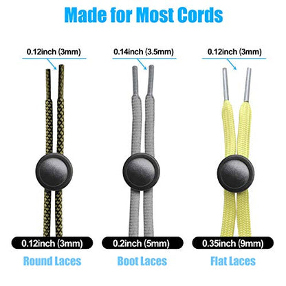 AQRINGO Plastic Cord Locks Double Hole Spring Toggle Stopper for Shoelaces, Drawstrings, Paracord, Bags, Clothing, Black