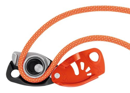 PETZL NEOX Rock Climbing Belay Device | With Cam-Assisted Blocking - color: Orange