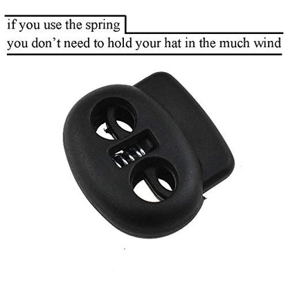 Spring Elastic Fastener Toggles Plastic Cord Lock Buttons Stopper Slider Thread Smooth Hold Tightly - color: Double Holes Black-20*23mm 50pcs