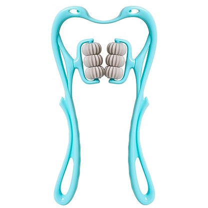 HaSeftni Trigger Point Roller Massager Tool with 6 Balls for Pain Relief deep Tissue Handheld Suitable for Legs Waist Neck and Shoulder Massage Relaxer (Blue)