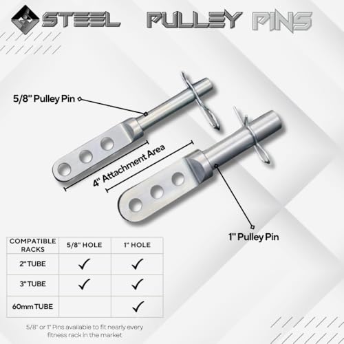 F&F STEEL Adjustable Fitness Rack Pulley Pin - Fits 2" & 3" Racks with 5/8" or 1" Hole Size - Heavy-Duty, Gym Equipment for Home Workouts, Strength Training, and Muscle Building - Compact Design