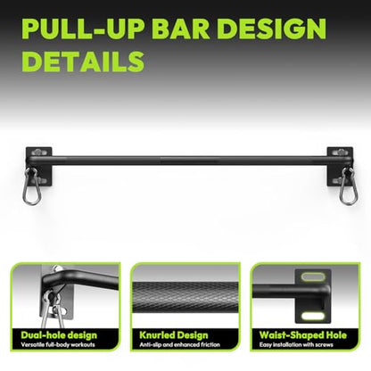 HANDBODE Wall Mounted Pull Up Bar for Doorway, 52''/36'' Chin Up Bar | 500 lb Capacity, Thickened Steel Construction, Joist Mounted - color: 36“ doorway pull up bar