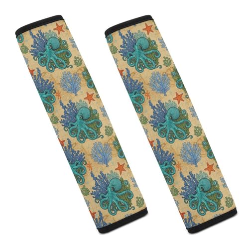 2 Pack Universal Soft and Comfortable Car Seat Belt Pad for Girls and Boys, Stroller Pushchair High Chair, Octopus Shoulder Protector - color: Pattern 139
