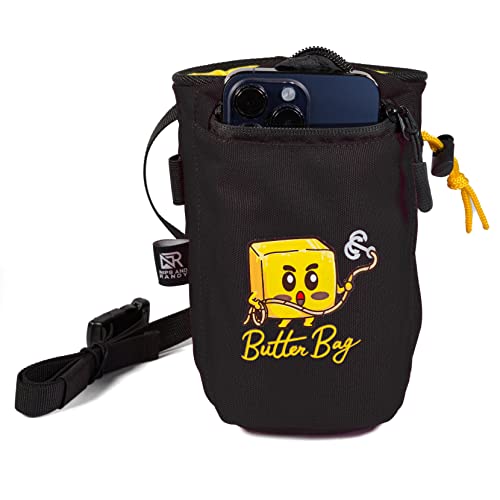 Chalk Bag Rock Climbing | Bouldering | Butter Bag | Cell Phone Pocket and Adjustable Waist Strap | Cute | Funny | Nips and Randy | Weightlifting | Bodybuilding