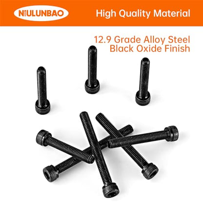 M5 x 30mm 35mm 40mm 45mm 50mm Hex Socket Head Cap Screws Bolts, 12.9 Grade Alloy Steel, Black Oxide Finish, Allen Socket Drive, Metric Machine Fully Threaded, Assortment Kit 50PCS - size: M5 x 30/35/40/45/50mm (50PCS)