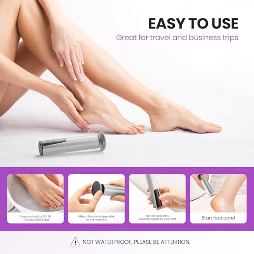 2-in-1 Electric Callus Remover for Feet, Professional Pedicure Tool Gift | 2 Hours Operation | 6 Gears Adjustable Foot File | 1200mAh Rechargeable | 20 Sandpapers | Self Care Gifts for Women Mom Lover - style: 03-Electric Callus Remover Sliver