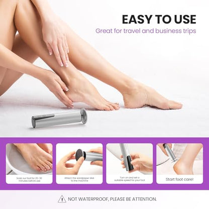 2-in-1 Electric Callus Remover for Feet, Professional Pedicure Tool Gift | 2 Hours Operation | 6 Gears Adjustable Foot File | 1200mAh Rechargeable | 20 Sandpapers | Self Care Gifts for Women Mom Lover - style: 03-Electric Callus Remover Sliver