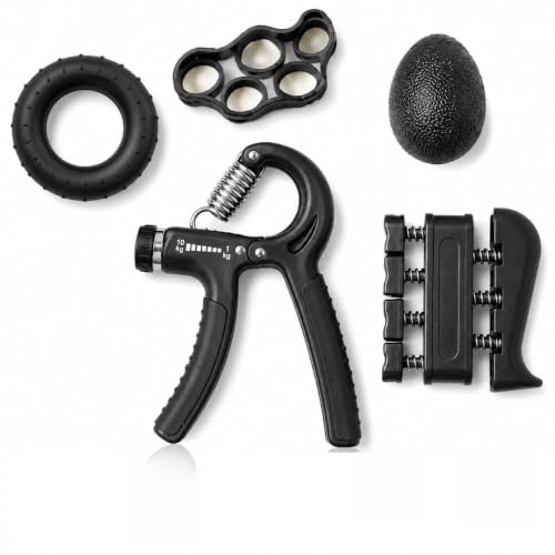 Hand Grip Strengthener Kit – Adjustable Grip Trainer with Finger Stretcher, Exercise Ring & Massage Ball for Forearm, Wrist & Hand Strength