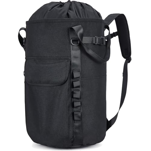 Arborist Rope Bag, 35L Tree Climbing Rope Bag, Arborist Equipment Bucket Backpack, Arborist Gear Carrier Bag with Side Pockets, Tough Rock Climbing Backpack, Rock and Tree Climbing Gear - color: Black