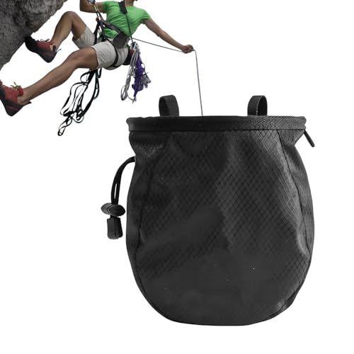 Bouldering Chalk Bag Waterproof Adjustable Leakproof | Drawstring Chalk Belt Pouch for Outdoor Weight Lifting Training Mountaineering Climber Athlete Instructor - color: Black