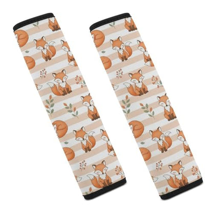 Breathable Car Seat Belt Pad for Girls and Boys, Stroller Pushchair High Chair, 2PCS Cute Fox Wild Animal Shoulder Harness Cover Easy Install (No Tool) - color: Pattern 1097