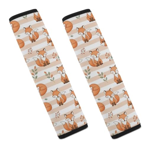 Breathable Car Seat Belt Pad for Girls and Boys, Stroller Pushchair High Chair, 2PCS Cute Fox Wild Animal Shoulder Harness Cover Easy Install (No Tool) - color: Pattern 1097