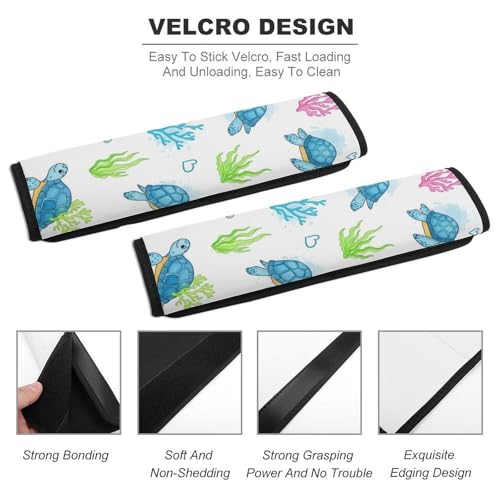 2 Pack Sea Turtle Cute White Car Seat Straps Shoulder Pads Universal Soft and Comfortable Seat Belt Cushion for Adults and Children, Stroller Pushchair High Chair - color: Pattern 758