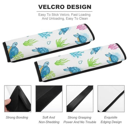 2 Pack Sea Turtle Cute White Car Seat Straps Shoulder Pads Universal Soft and Comfortable Seat Belt Cushion for Adults and Children, Stroller Pushchair High Chair - color: Pattern 758