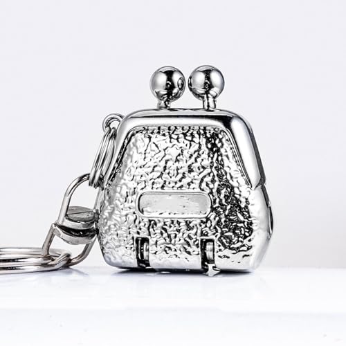 Mini Nail Clippers with Keyring, Portable Bag-Shaped Folding Fingernail Clipper Keychain, Foldable Compact Pocket Nail Cutter for Home Travel Daily Use (Silver) - color: Silver