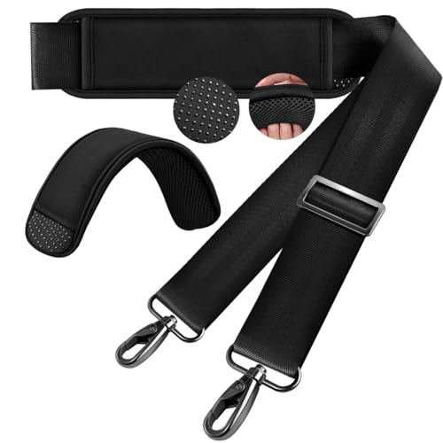Hseok 60 Inch Shoulder Strap, Ultra-Thick and Padded with Metal Swivel Hooks for Laptop Messenger and Crossbody Canvas Bags - color: Black