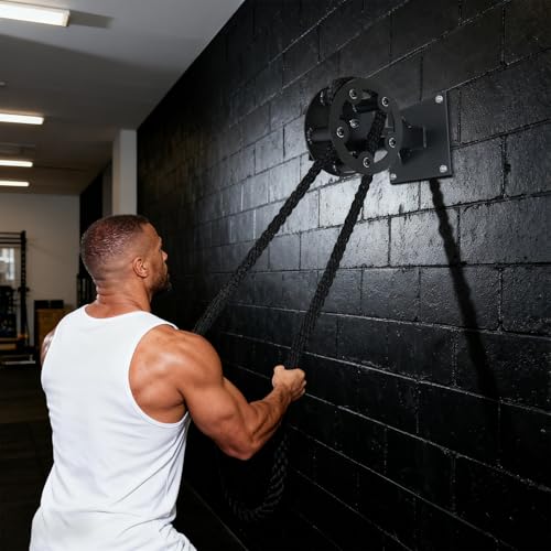 Resistance Trainer Machine, TANBOXMMA Wall-Mount Pulley Rope Trainer with 3-Level Adjustable Resistance Training Machine for Upper Body Workout at Home - style: Pulley Rope Trainer