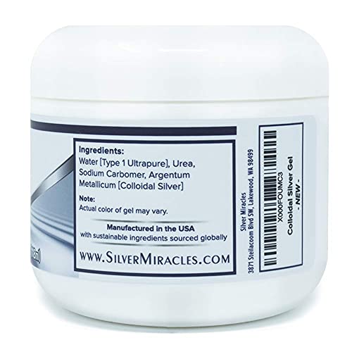 Silver Miracles - Colloidal Silver Gel - Nano Silver Gel Wound Care - Healing Ointment for Burns & Irritated Skin - for All Skin Types - 4 Oz Unscented
