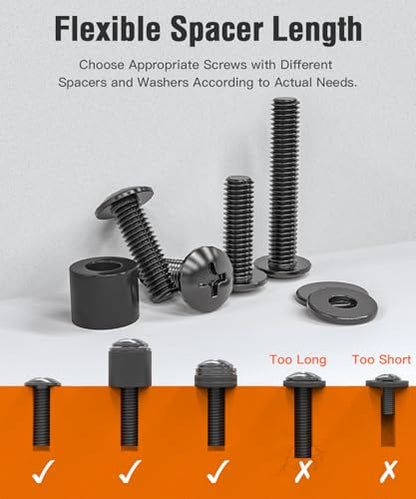 TV Mounting Hardware Kit M4 M6 M8 Screws Washers Spacers Universal | Replacement Screws Set with Box for Most Flat Curved TV Monitors