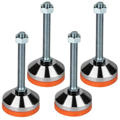 Heavy Duty Leveling Feet,M12 Thread,1300 lb Capacity,4 Pack | Stainless Steel Adjustable Leg Leveler for Shelving, Workbench, Machinery Devices ,2.36" Dia Base with Anti-Slip Nylon Pad - size: D60xM12x100,4 Pack