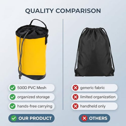 RiToEasysports Drawstring Backpack, Water Proof 500d Pvc Mesh Fabric Adjustable Rope Storage Bag For Climbing Gear And Tools (Yellow) - color: Yellow