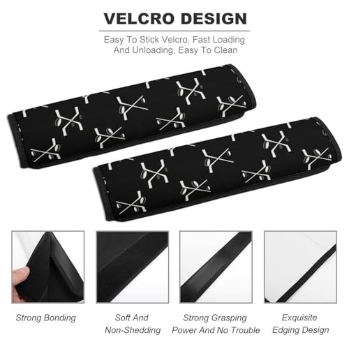 2 Pack Ice Hockey Player Winter Ice Sports Black and White Seat Belt Cover Universal Fit Seat Belt Cushion for Kids, Stroller Pushchair High Chair, Neck and Shoulder Support - color: Pattern 1232