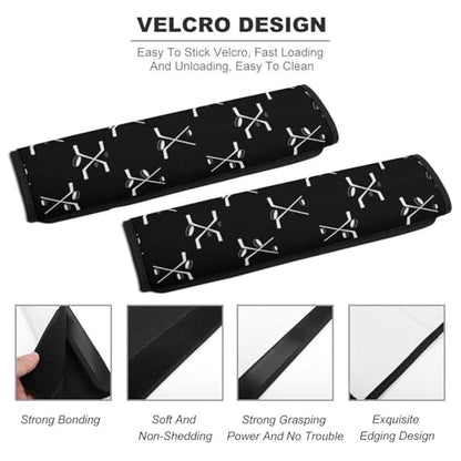 2 Pack Ice Hockey Player Winter Ice Sports Black and White Seat Belt Cover Universal Fit Seat Belt Cushion for Kids, Stroller Pushchair High Chair, Neck and Shoulder Support - color: Pattern 1232