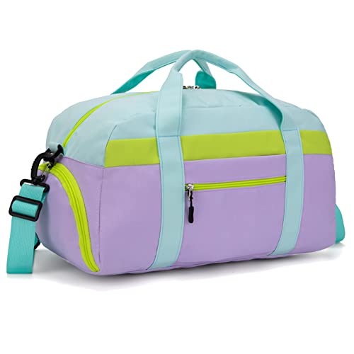 Small Kids Duffle Bag for Boys or Girls, 18" Length, Light Green | Fit Weekender, Sports Practice, or Overnight Travel - color: Light Green