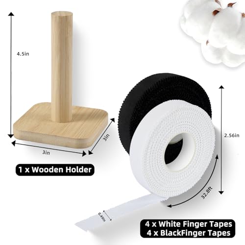 Jiu Jitsu Tape - Strong Athletic Finger Tape, 1/2" x 32.8' - Protect Fingers and Toes in MMA, Judo, Wrestling, Martial Arts, Rock Climbing with Wooden Holder | 8 Rolls - color: D: Black White