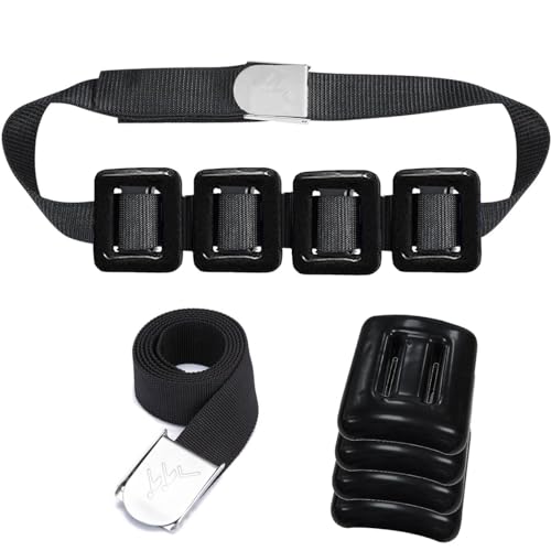 Dive Weights for Scuba Diving Weight Belt(1lb-4.4lb / 0.5kg-2kg),Vinyl Scuba Weights, Coated Dive Weights,Coated Lead Diving Weights, Dive Belt Weights for Freediving, Spearfishing - color: Black：4 Dive Weights + Belt, size: 2.2lb / 1kg