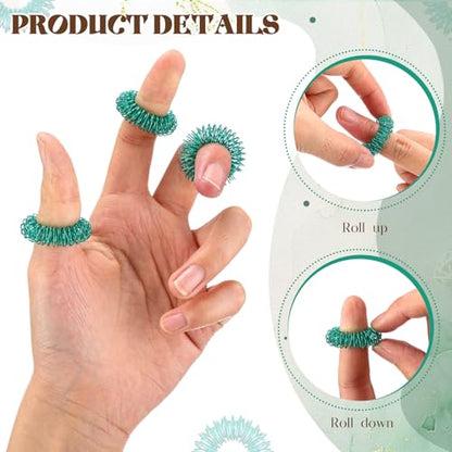 Nuogo 200 Pcs Acupressure Rings Fidget Spiky Sensory Finger Massager Ring Stress Relief Fidget Sensory Toys Anxiety Relief Toys Stress Reducer for Men, Women(Green) - color: Green