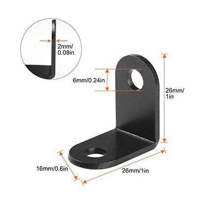 100 Pack Black L Brackets for Wood, 1x1 in Corner Braces | Cast Iron, 2 mm Thick Braces, 6 mm Countersunk Holes, and Matte Black Coating for Shelves, Cabinets, and Furniture