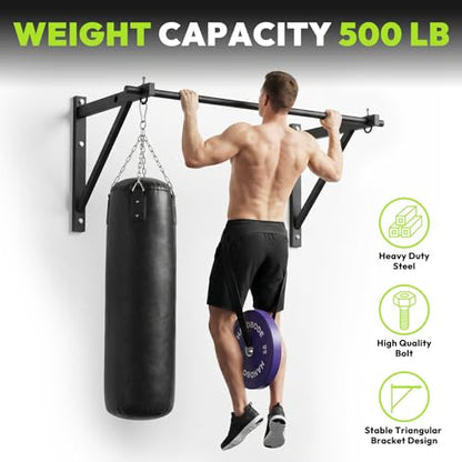HANDBODE Wall Mounted Pull Up Bar for Doorway, 52''/36'' Chin Up Bar | 500 lb Capacity, Thickened Steel Construction, Joist Mounted - color: 52” wall mounted pull up bar
