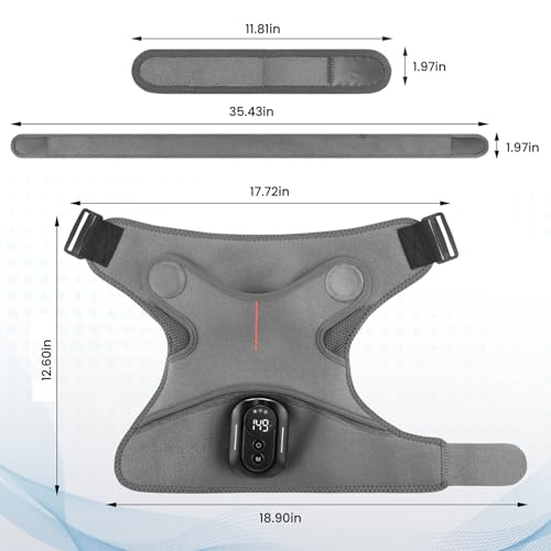 Triple Method Shoulder Massager for Deep Tissue, 5000mAh Cordless Wearable Vibration Heated Shoulder Brace for Muscle Massage Home & Outdoor (LightGray)