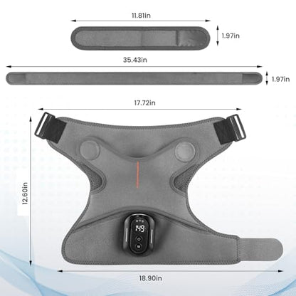 Triple Method Shoulder Massager for Deep Tissue, 5000mAh Cordless Wearable Vibration Heated Shoulder Brace for Muscle Massage Home & Outdoor (LightGray)